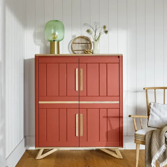 Buffet Haut Scandinave Bois Rouge Alva