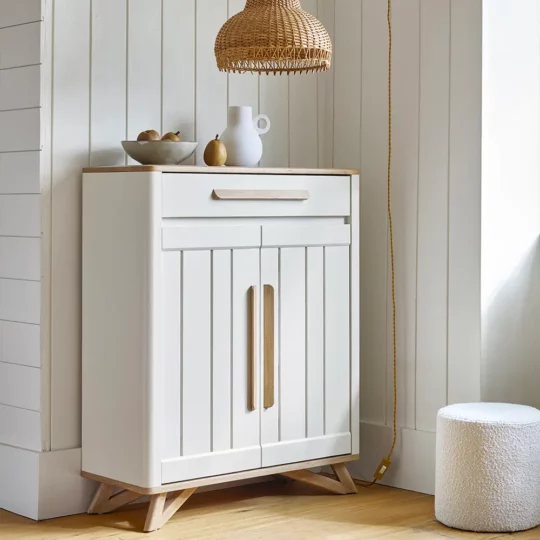 Meuble Entree Scandinave Bois Blanc Alva