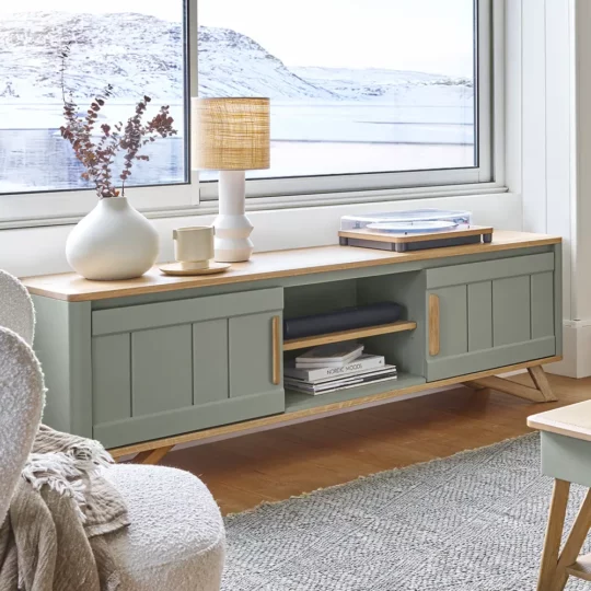 Meuble Tv Scandinave Bois Vert Alva