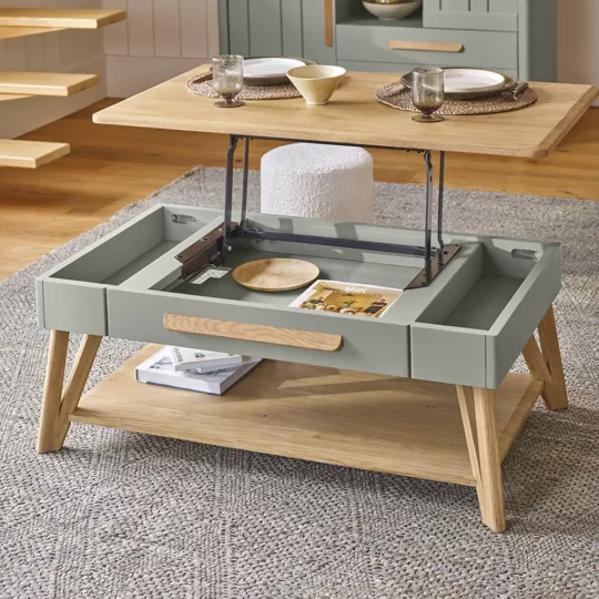 Table Dinette Salon Scandinave Bois Verte Alva