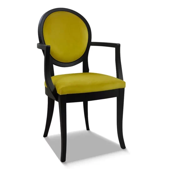 Fauteuil Classique Chic Jaune Gris Laque Noire Paul