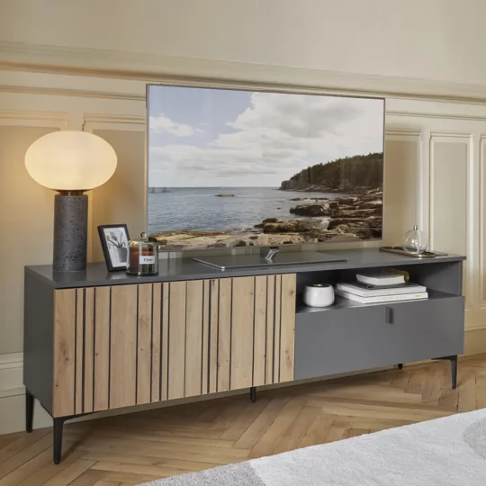 Meuble Tv Carbonne Bois Contemporain Topaze Celio